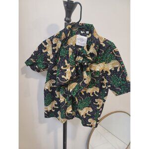 Print Fresh Queen Lotus Short Sleeve 2-PC Pajama Set Sz S Cotton Multicolor